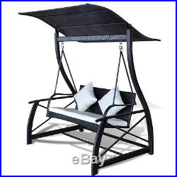 Outdoor Rattan Wicker Swing Seat Glider Hammock Chair Patio Backyard Porch Black