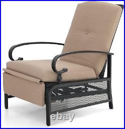 Outdoor Reclining Adjustable Lounge Chair Patio Recliner Chaise Chairs withCushion