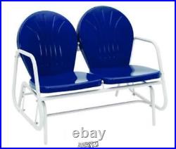 Outdoor Retro Steel Glider in Navy Blue Classic and Iconic Glider Two Seats