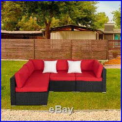 Outdoor Sectional Patio Sofa Set Wicker Furniture Garden Rattan Cushion Red