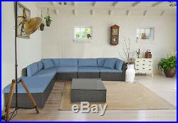 Outdoor Sectional Sofa Set 7 Pcs Patio Furniture Rattan PE Wicker Sofa Cushioned