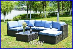 Outdoor Sectional Sofa Set 7 Pcs Patio Furniture Rattan PE Wicker Sofa Cushioned