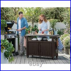 Outdoor Serving Station Prep Table Stainless Top Resin Storage BBQ All-Weather