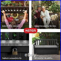 Outdoor Storage Bench Deck Box 70 Gallon Hidden Seat Graphite Seat Garden New
