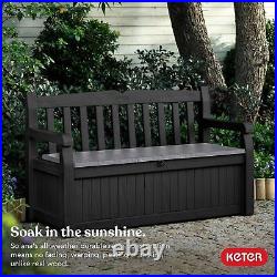 Outdoor Storage Bench Deck Box 70 Gallon Hidden Seat Graphite Seat Garden New