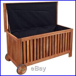 Outdoor Storage Bench Deck Box Garden Wooden Patio Porch Cushion Pillow Storage