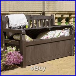 Outdoor Storage Bench Patio Box 70 Gallon Garden Deck Patio Pool Furniture Brown