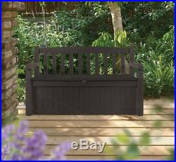 Outdoor Storage Bench Patio Box 70 Gallon Garden Deck Patio Pool Furniture Brown