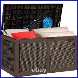 Outdoor Storage Box 100 Gallon Resin Deck Box Waterproof Patio Garden Furniture