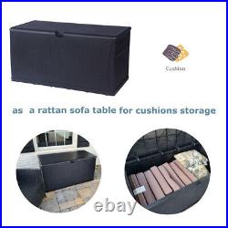 Outdoor Storage Box Rattan Effect Garden Cushion Organizer Patio Deck Cabinet