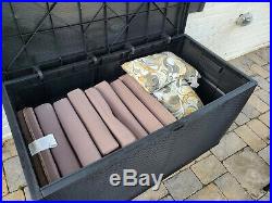 Outdoor Storage Deck Box Bench Patio PP Wicker Container Bin Large 120 Gallons