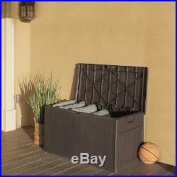 Outdoor Storage Deck Box Large Chest Bin Patio Garden 120-Gal Container Brown