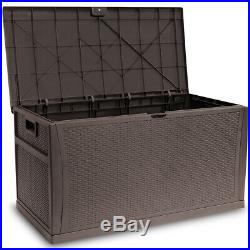 Outdoor Storage Deck Box Large Chest Bin Patio Garden 120-Gal Container Brown