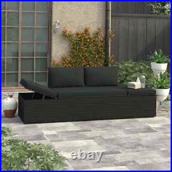 Outdoor Sun Bed with Cushions Poly Rattan Patio Chaise Lounge Garden Yard Sofa