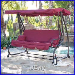 Outdoor Swing / Bed Patio Adjustable Canopy Deck Porch Seat Chair with (2) Pillow