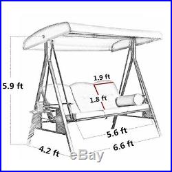 Outdoor Swing Canopy Hammock Seats 3 Steel Patio Deck Furniture with Cushion