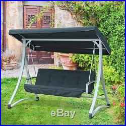 Outdoor Swing Canopy Patio Furniture Grey Modern Loveseat Deck Backyard Seating