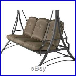 Outdoor Swing Canopy Patio Padded Seats Furniture Backyard Garden Steel Brown