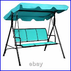 Outdoor Swing Canopy Patio Swing Chair 3 Person Canopy Hammock Blue