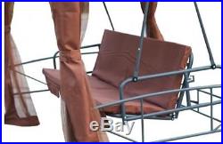 Outdoor Swing Chair Hammock Garden 3 Seat Bench Bed Patio Canopy Gazebo Brown