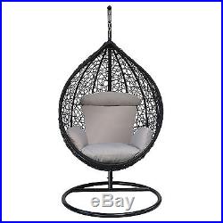 Outdoor Swing Chair Wicker Egg Shape Rattan Hammock Hanging Furniture withCushion