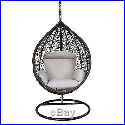 Outdoor Swing Chair Wicker Egg Shape Rattan Hammock Hanging Furniture withCushion