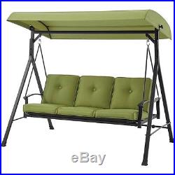 Outdoor Swing Hammock Green 3 Person Cushions Backyard Patio Deck Canopy Relax