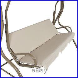 Outdoor Swing Seat Glider Hammock Sunshade Canopy Patio Backyard Furniture Beige