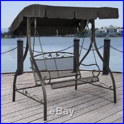 Outdoor Swing with Canopy Iron Metal Porch Patio Garden Seat Hammock Furniture