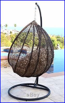 Outdoor Swinging Chair Patio Porch Seat Furniture Hanging Egg Swing Brown