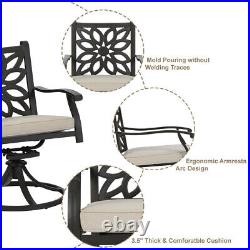 Outdoor Swivel Chairs with Cushion Set of 2 Cast Aluminum Patio Dining Chairs
