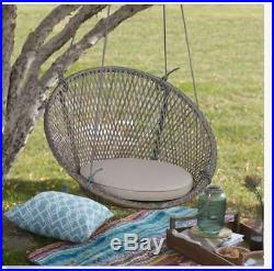 Outdoor Tree Swing Chair Patio Garden Wicker Deck Hanging Porch Backyard Gray