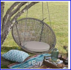 Outdoor Tree Swing Chair Patio Garden Wicker Deck Hanging Porch Backyard Gray