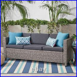 Outdoor Wicker 3 Seater Sofa with Cushions
