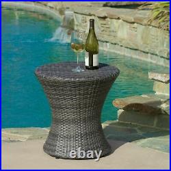 Outdoor Wicker Hourglass Side Table, Gray