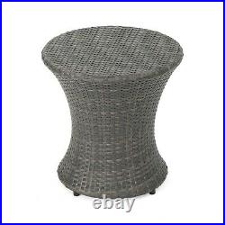 Outdoor Wicker Hourglass Side Table, Gray