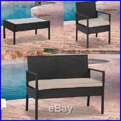 Outdoor Wicker Patio Furniture Set 4 PC PE Rattan Chairs With Cushions Outdoor