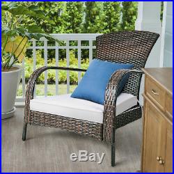 Outdoor Wicker Rattan Patio Porch Deck Adirondack Chair Seat Cushion Mix Brown