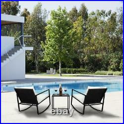 Outdoor Wicker Rocking Chair 3PCS Set Rattan Patio Furniture Table with Cushions