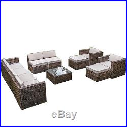 Outdoor Wicker Sofa Set Patio Rattan Sectional Furniture Garden Deck Couch Brown