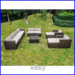 Outdoor Wicker Sofa Set Patio Rattan Sectional Furniture Garden Deck Couch Brown