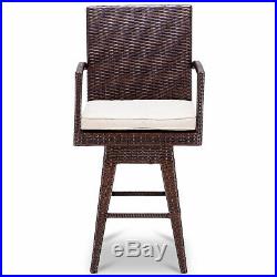 Outdoor Wicker Swivel Bar Stool Chair Patio Backyard Furniture Seat Cushion