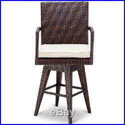 Outdoor Wicker Swivel Bar Stool Chair Patio Backyard Furniture Seat Cushion