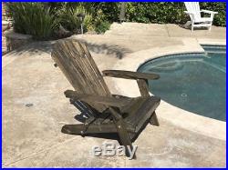 Outdoor Wood Adirondack Chair Foldable with Pull Out Ottoman Patio Furniture