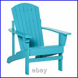 Outdoor Wood Adirondack Chair, Patio Lounge Furniture with Cup Holder, Sky Blue