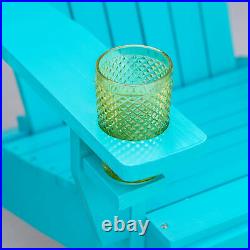 Outdoor Wood Adirondack Chair, Patio Lounge Furniture with Cup Holder, Sky Blue