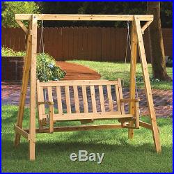 Outdoor Wooden 2 Person Swing WITH STAND Lawn Garden Outdoor Living Furniture