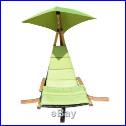 Outdoor Wooden Hanging Chaise Lounger Arc Stand Hammock Swing Chair Canopy