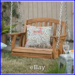 Outdoor Wooden Porch Swing Hanging Chair Single Seat Furniture Tree Backyard NEW