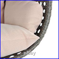 Outdoor XL 2 Person Wicker Swing Chair with Stand Hanging Egg Chair with Free Cover